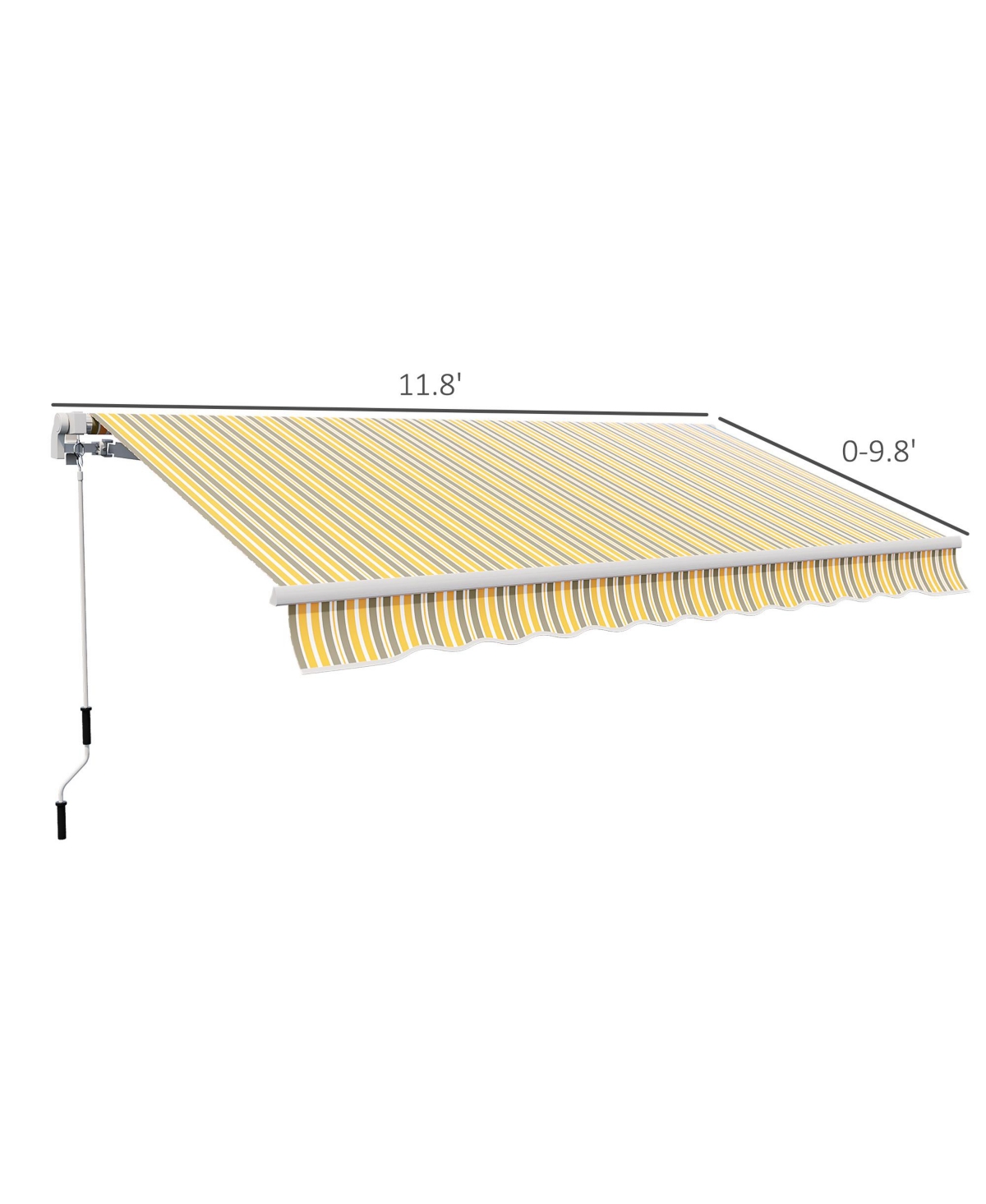 12' x 10' Retractable Awning Patio Awnings Sun Shade Shelter with Manual Crank Handle, 280g/m&#xB2; Uv & Water-Resistant Fabric and Aluminum