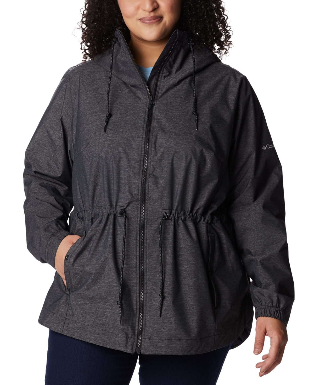 Columbia Plus Size Lillian Ridge Rain Jacket In Black