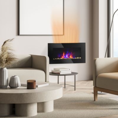 28.5" 1450W Electric Fireplace with 7-Color Flame Effect,