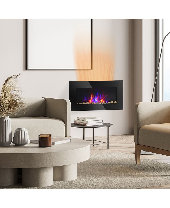 Electric WallMounted Fireplace with Flame Effect & 7 Color