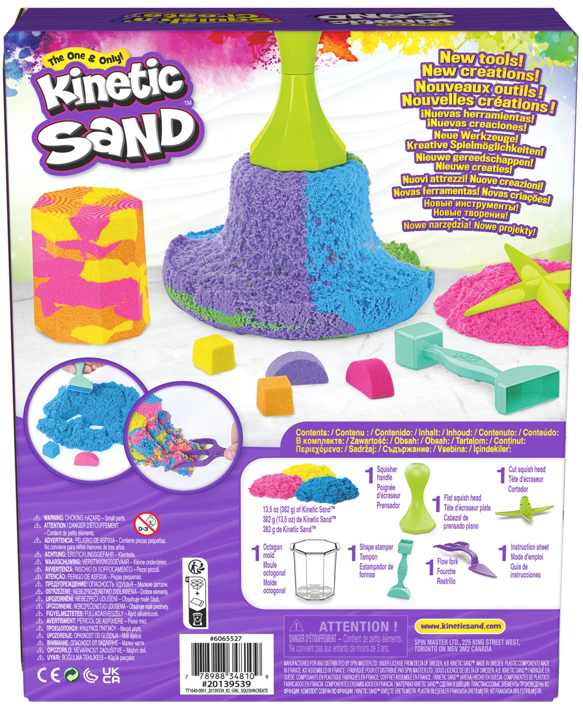 Kinetic Sand Squish N Create With Blue, Yellow, And Pink Play Sand In Multi-color