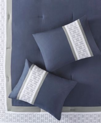 Powell Embroidered 8 Piece Comforter Set, Queen