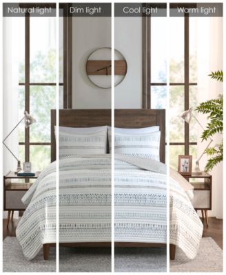 Fraser Reversible Printed Microfiber Seersucker 3-Pc. Quilt Set, Full/Queen