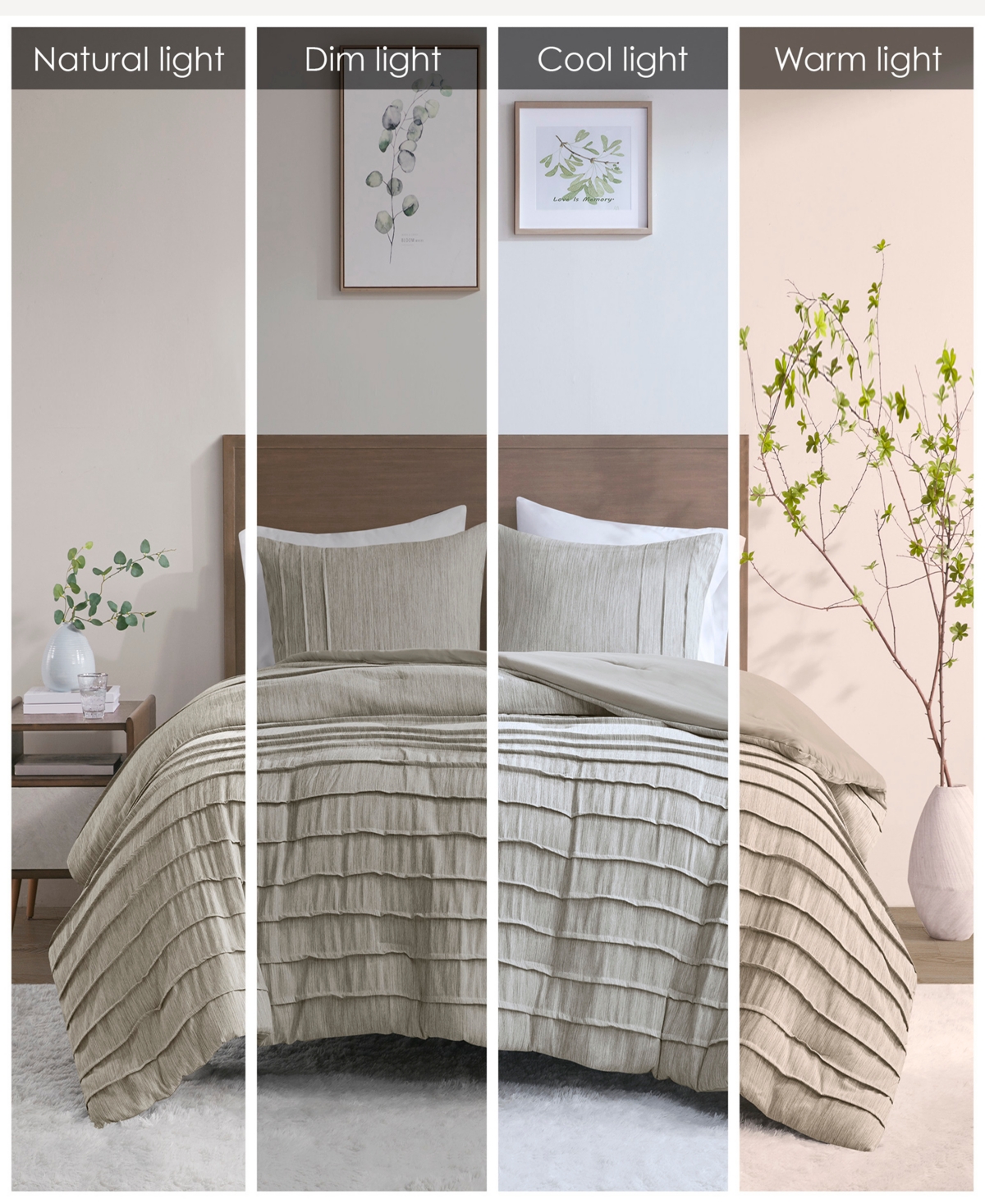 Beautyrest Maddox Striated Cationic Dyed Oversized 3-pc. Comforter Set, Full/queen In Natural