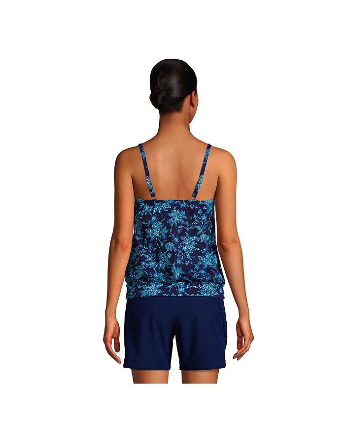 Lands' End Women's Mastectomy Blouson Tummy Hiding Tankini Swimsuit Top ...