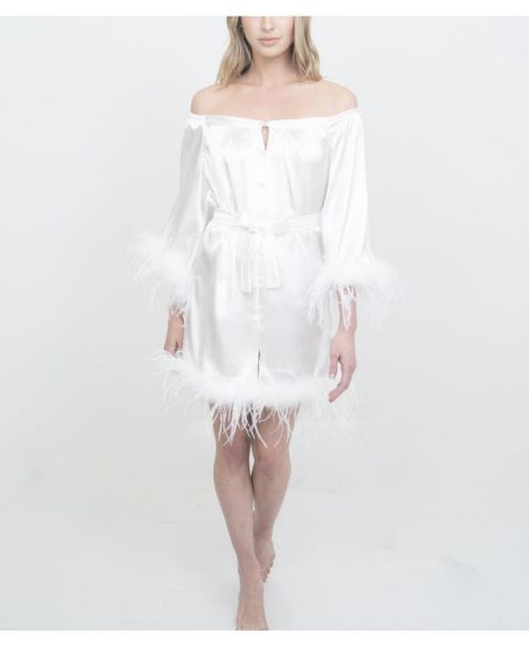 Халат Feather, открытые плечи — Le Laurier Bridal, цвет: Белый