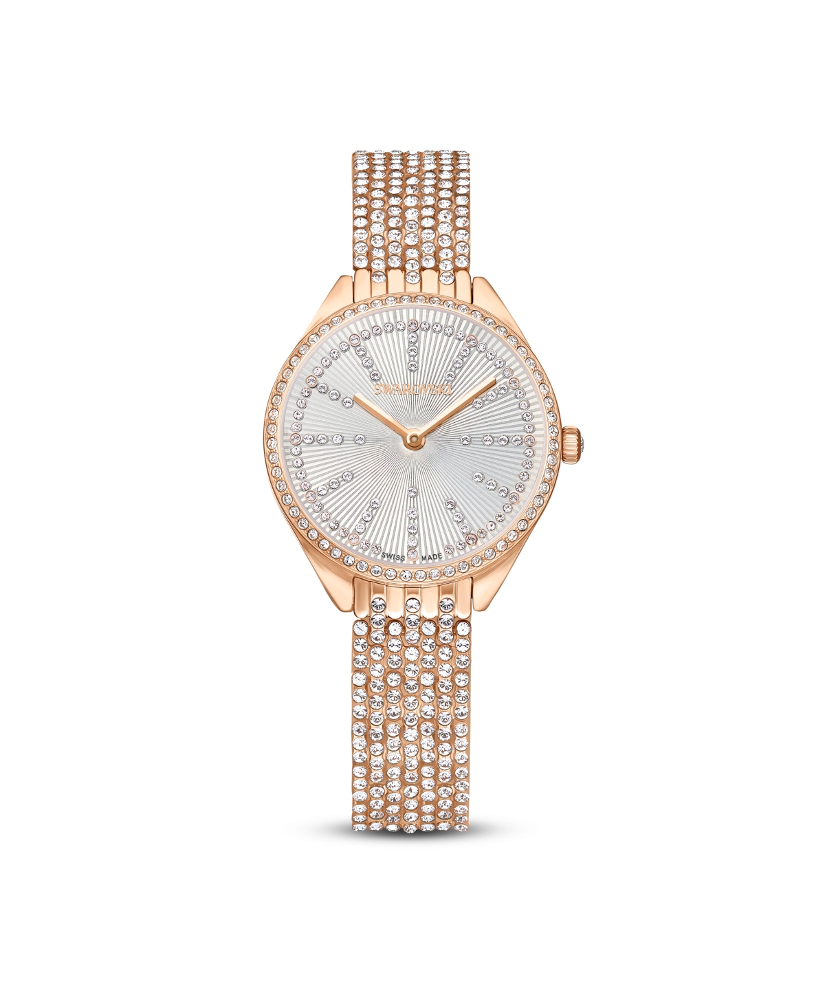 Swarovski Women's Quartz Attract Rose Gold-tone Metal Watch, Swiss Made 30mm In Pink