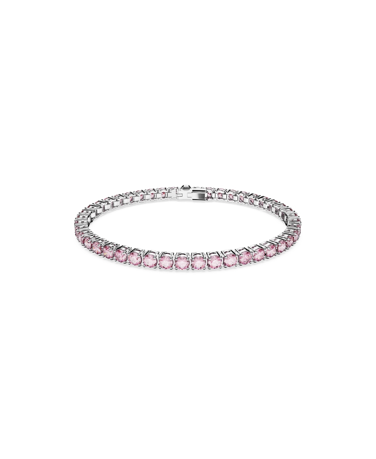 Shop Swarovski Crystal Matrix Tennis Bracelet Round Cut Pink Rhodium Plated