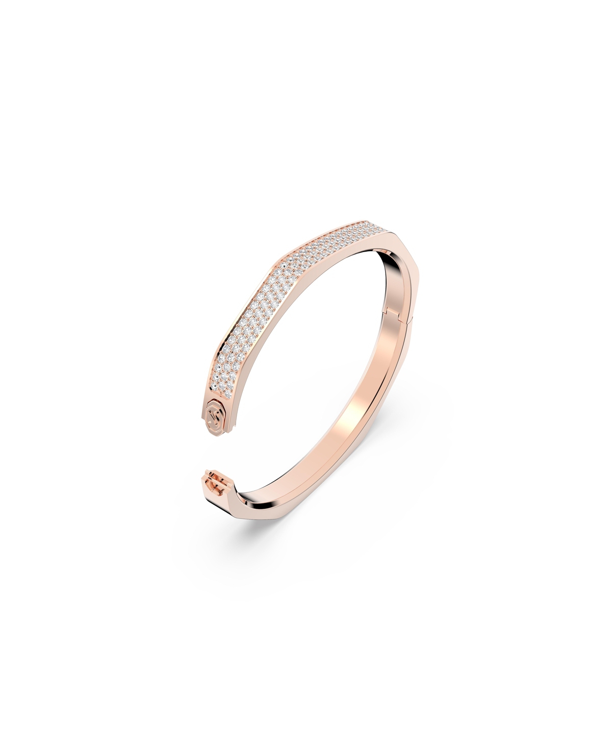 Swarovski Crystal Dextera Bangle Octagon Shape Pave Medium WhiteTone Plated - Rose Gold