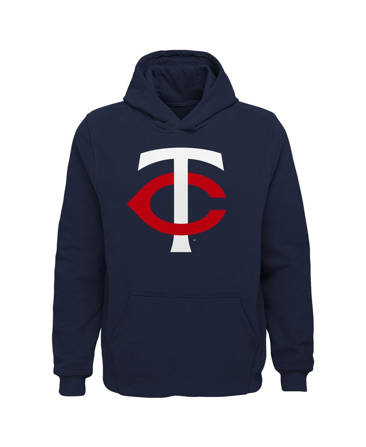 OUTERSTUFF BIG BOYS AND GIRLS NAVY MINNESOTA TWINS TEAM PRIMARY LOGO PULLOVER HOODIE