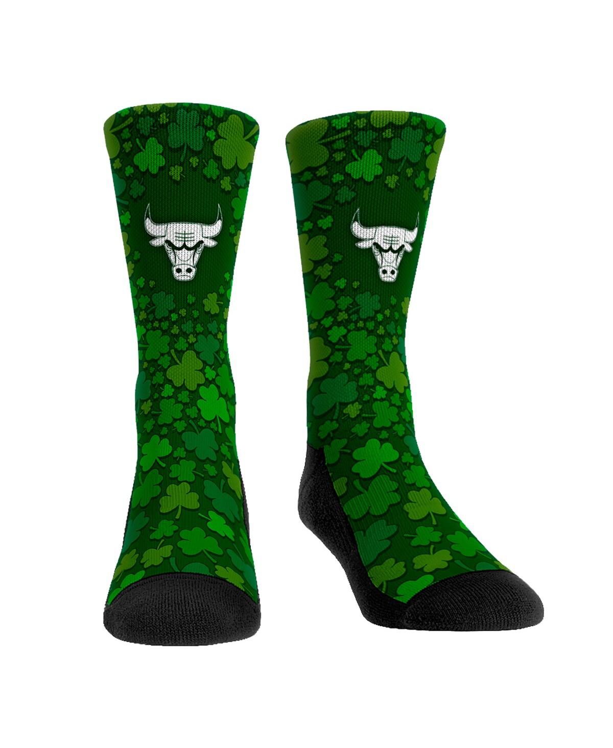 Shop Rock 'em Men's And Women's  Socks Chicago Bulls St. Patty's Day Shamrock Crew Socks In Green,black