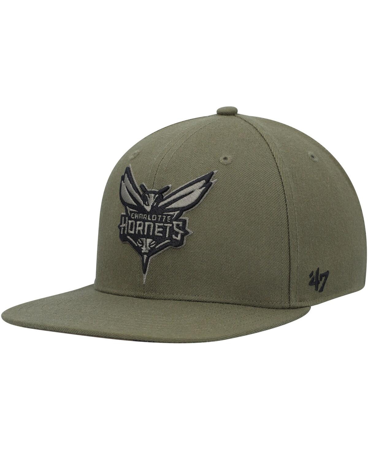 47 Brand Men's ' Olive Charlotte Hornets Ballpark Camo Captain Snapback Hat