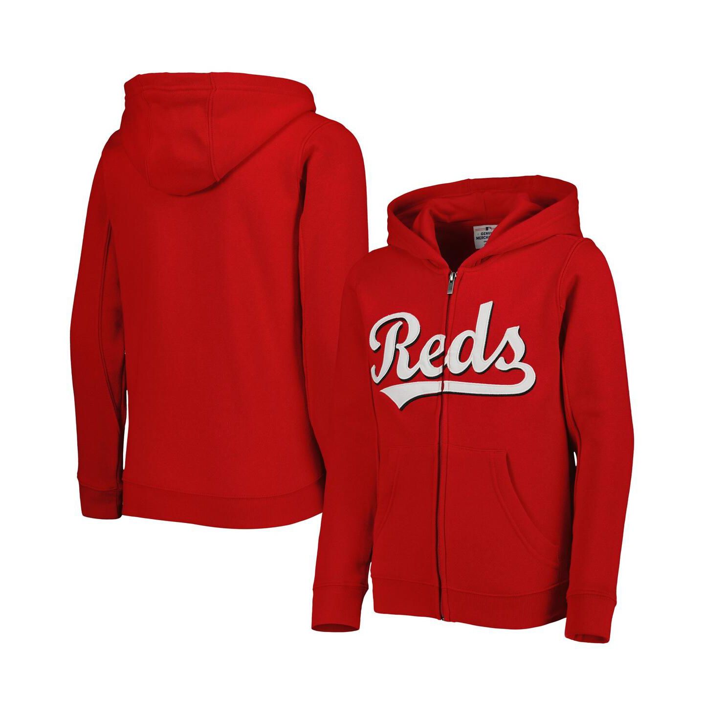 Детское худи Outerstuff Red Cincinnati Reds Wordmark Full-Zip Fleece — фото 2