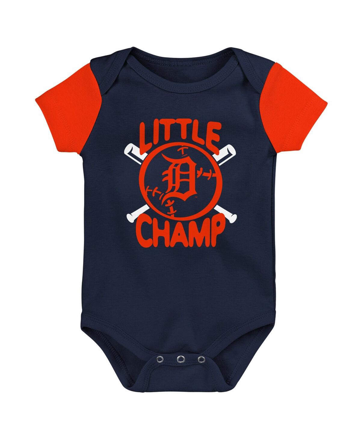 Newborn and Infant Boys and GirlsDetroit Tigers Little Champ Three-Pack Bodysuit, Bib and Booties Set - Navy