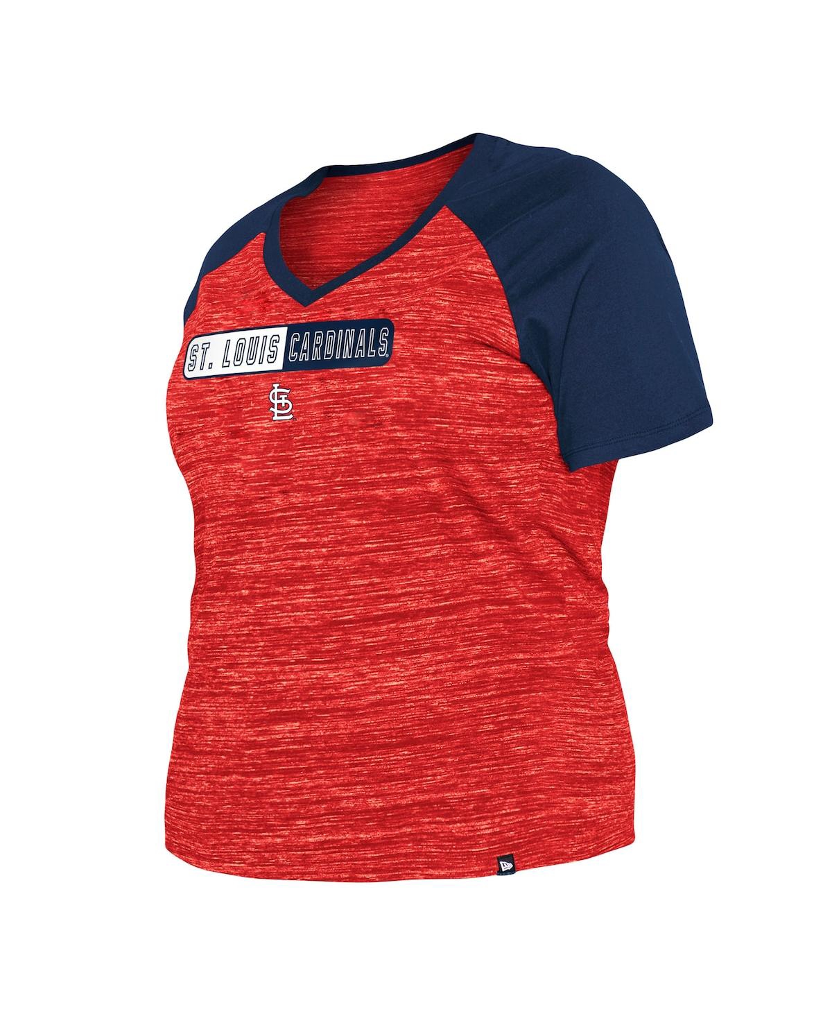 Shop New Era Women's  Red St. Louis Cardinals Plus Size Space Dye Raglan V-neck T-shirt