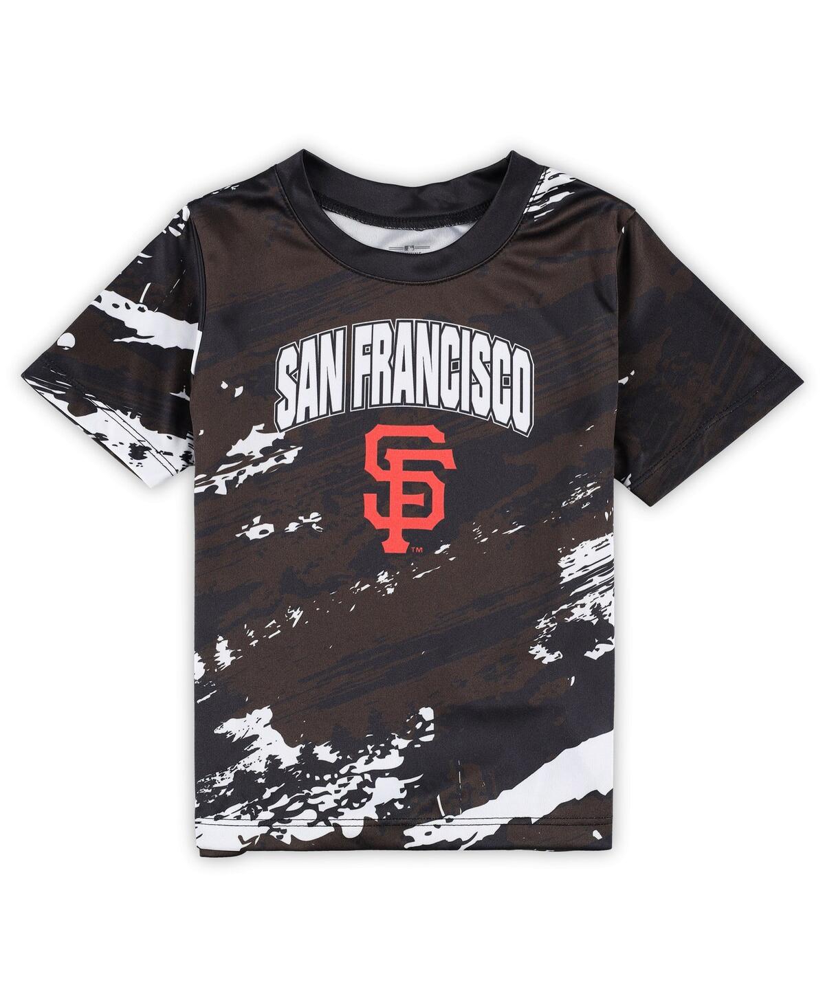 Shop Outerstuff Toddler Boys And Girls Brown, Orange San Francisco Giants Stealing Homebase 2.0 T-shirt And Shorts S In Brown,orange