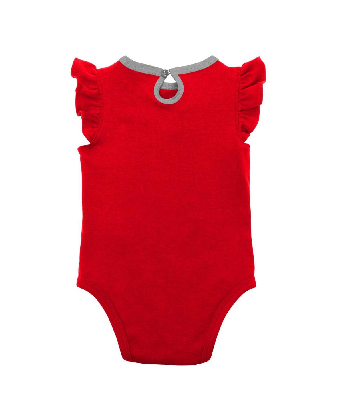 Outerstuff Newborn And Infant Boys And Girls Red, Heather Gray Cincinnati Reds Little Fan Two-pack Bodysuit Set In Red,heather Gray