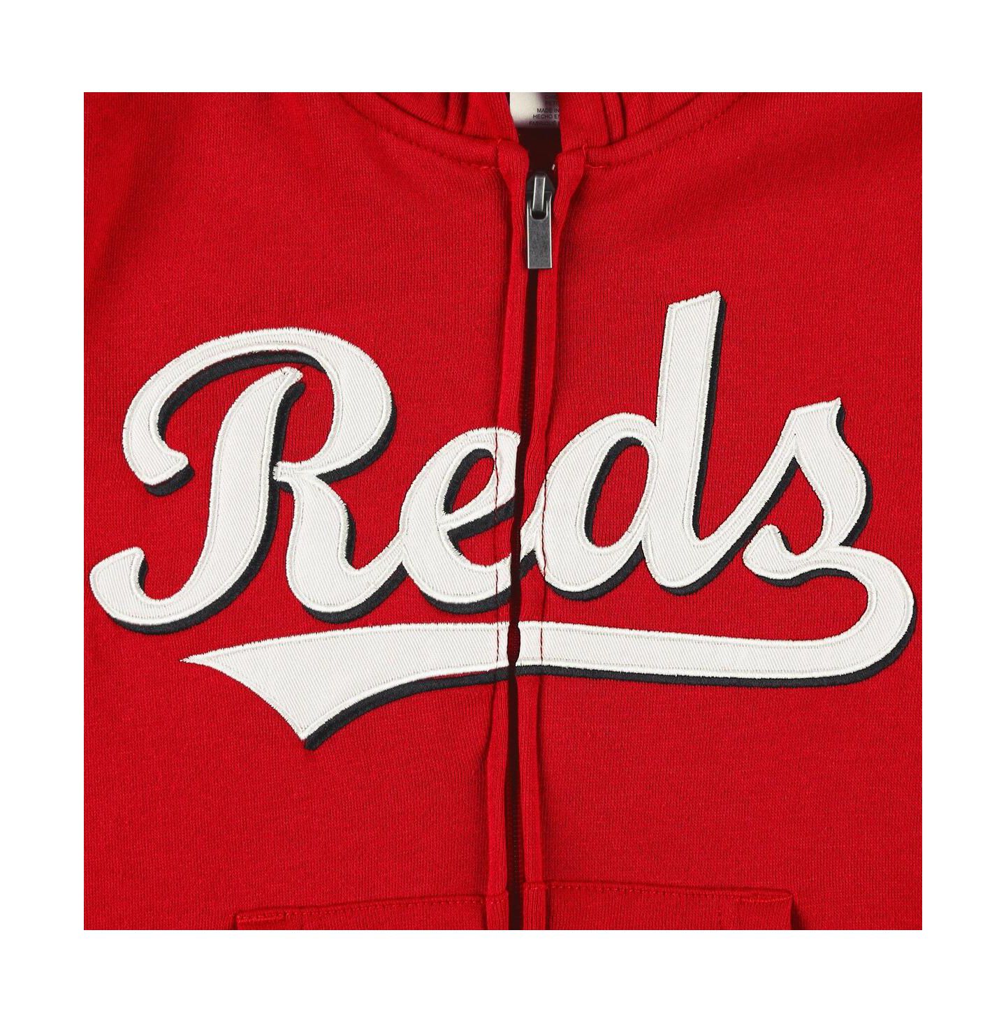 Детское худи Outerstuff Red Cincinnati Reds Wordmark Full-Zip Fleece — фото 4