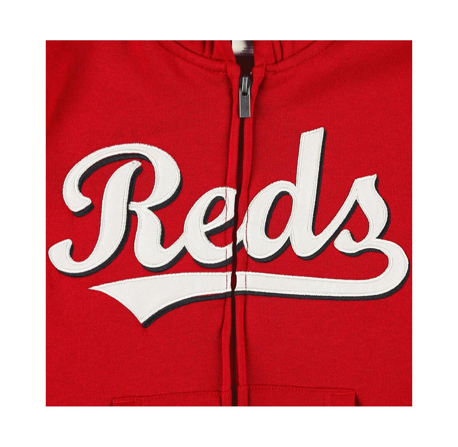 Big Boys and Girls Red Cincinnati Reds Wordmark Full-Zip Fleece Hoodie