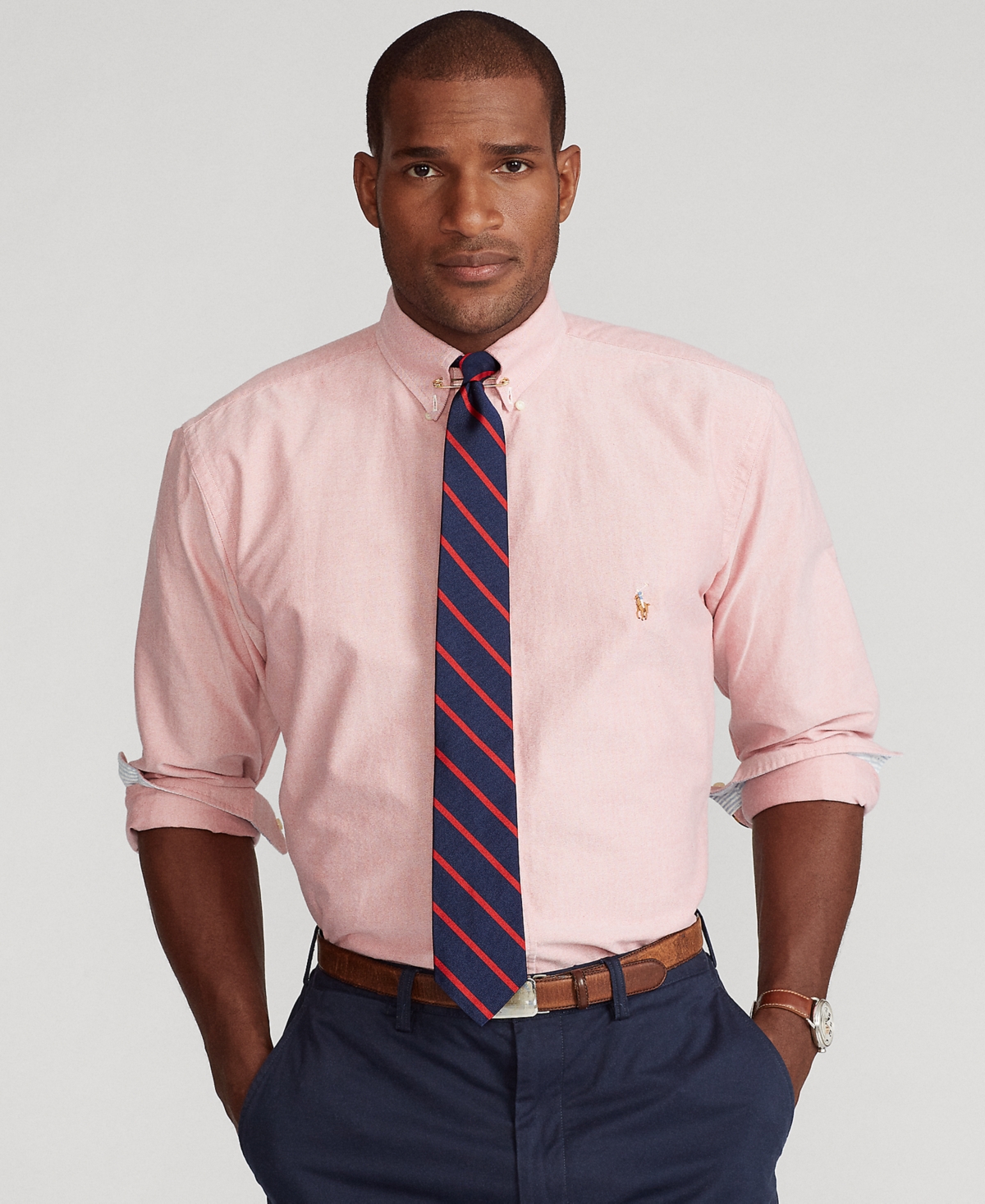 Polo Ralph Lauren Men s Big Tall Iconic Oxford Shirt In Sunrise Red ModeSens