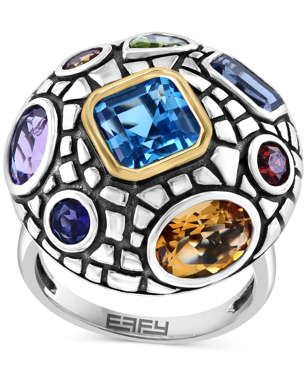 Effy Collection Effy Multi-gemstone Statement Ring (6 Ct. T.w.) In Sterling Silver & 18k Gold-plate In K Gold Over Silver