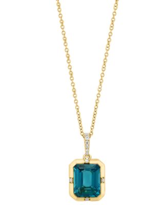 EFFY Collection - London Blue Topaz (4-1/2 ct. t.w.) & Diamond (1/20 ct. t.w.) 18" Pendant Necklace in 14k Gold