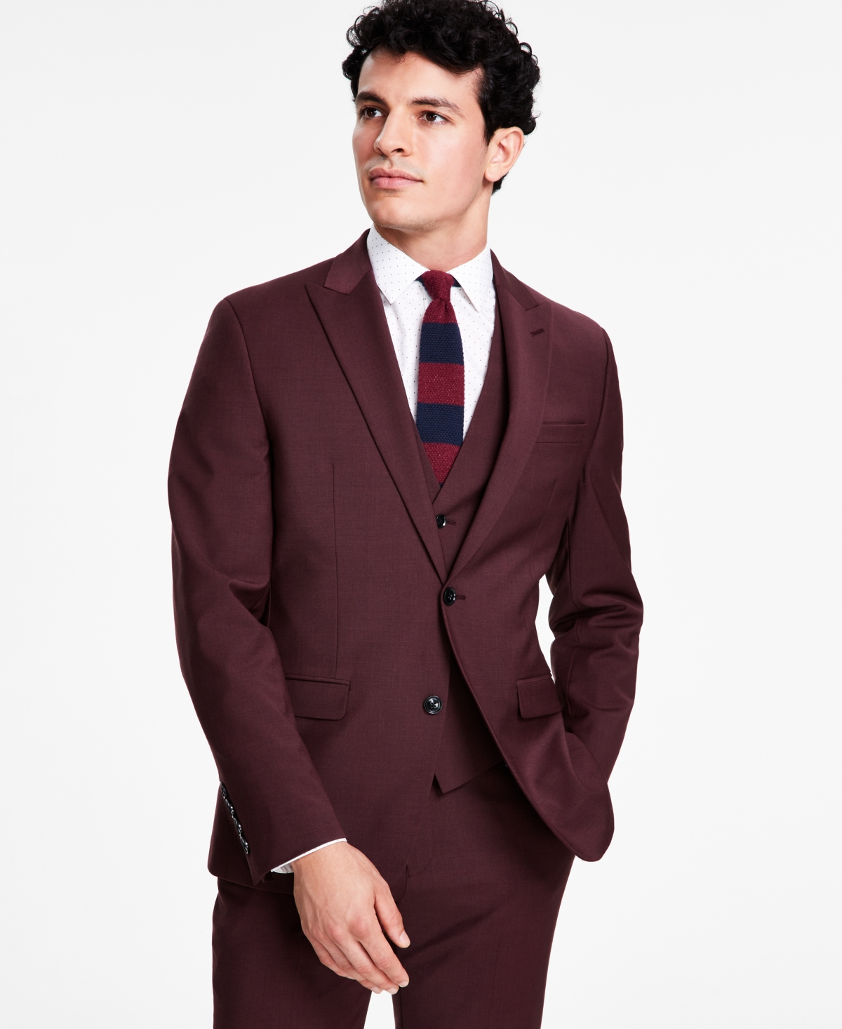 Bar Iii Men's Slim-fit Suit Jacket, Created For Macy's In Burgundy