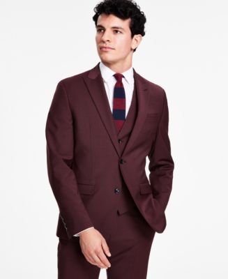 Zacharry - Burgundy Marle - Soft Tailored Slim Knit Suit Jacket