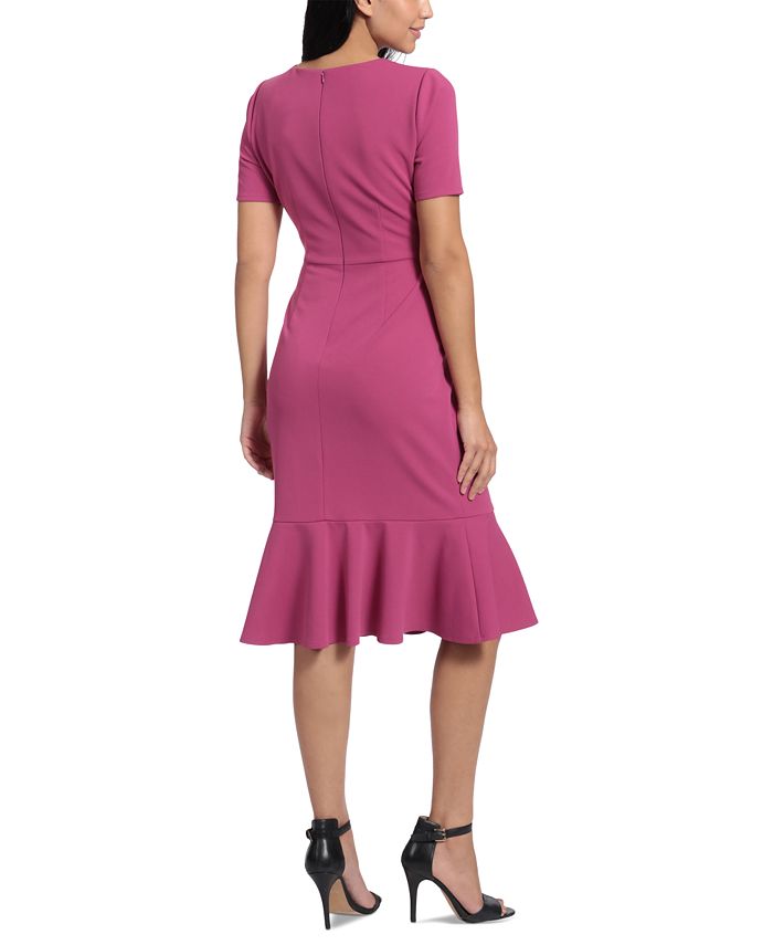 badgley mischka midi dress Cap Sleeve Pleated Fit-and-Flare Midi Dress by Badgley Mischka