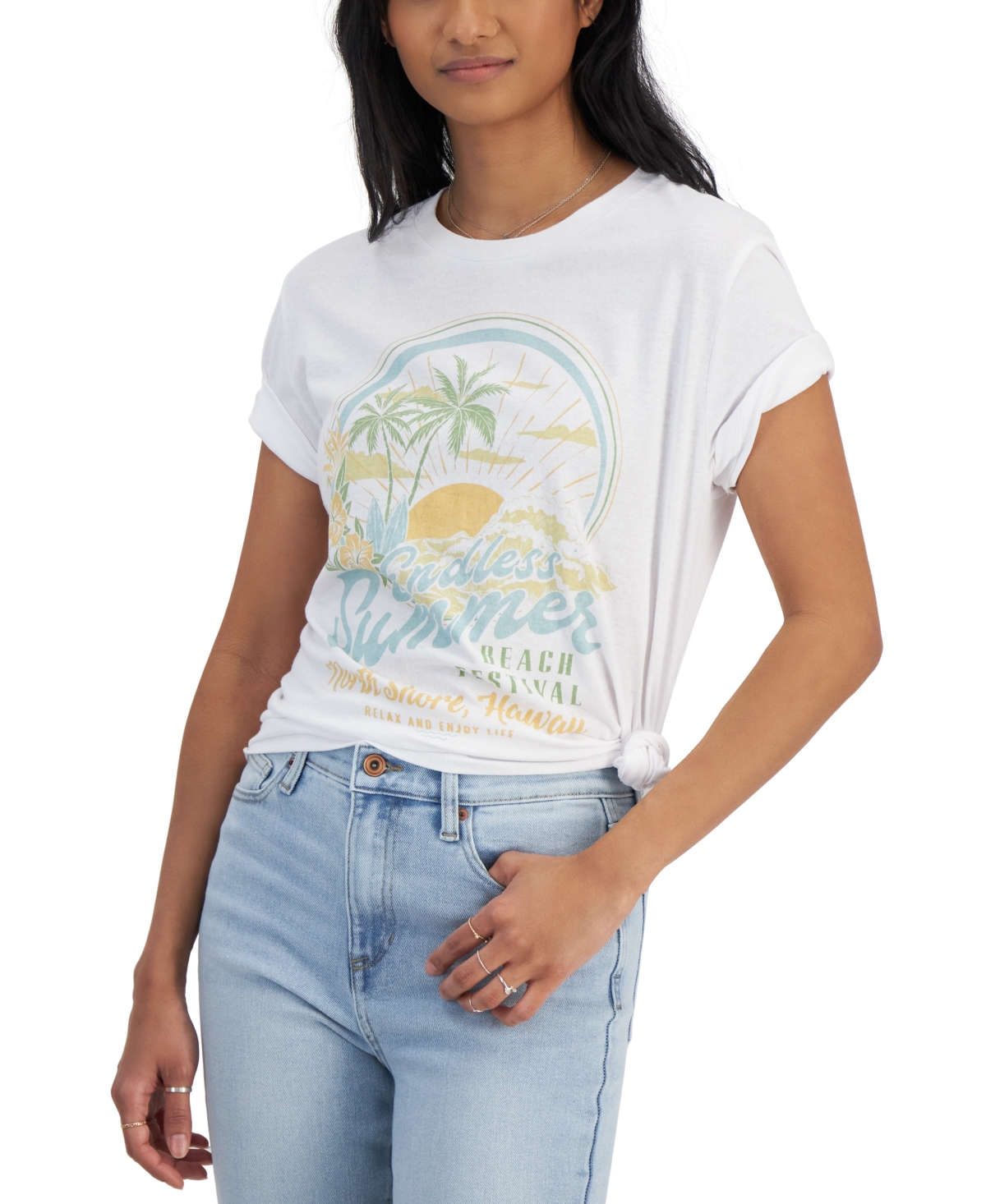 Love Tribe Juniors' Endless Summer Graphic T-shirt In White