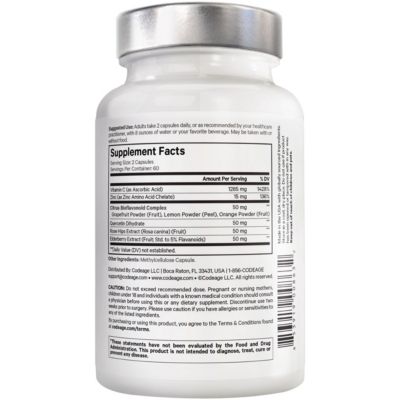 Amen Vitamin C+ Supplement with Zinc, Bioflavonoids, Quercetin, Rose HIPS, Elderberry, Non-GMO, 2 Months Supply - 120 Capsules