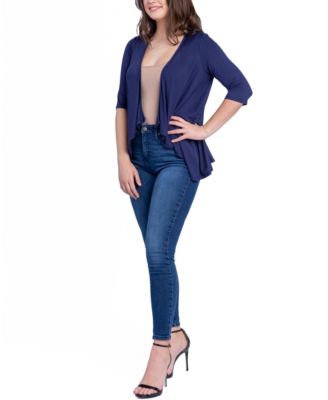 Women's Open Front Elbow Length Sleeve Cardigan Sweater