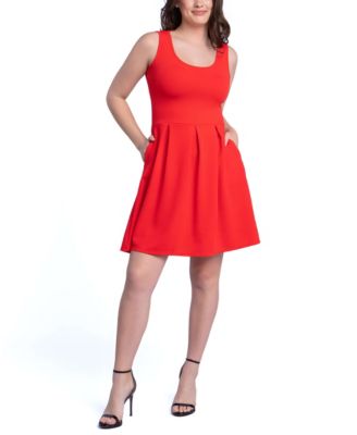 Women's Sleeveless Knee Pleated Pocket Dress