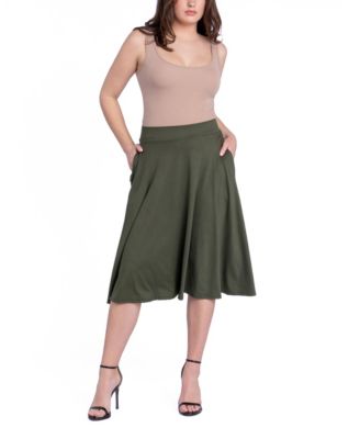 Women's Elastic Waistband Pocket Midi Skirt