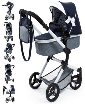 Dolls Blue, Grey, White Pram Neo Vario