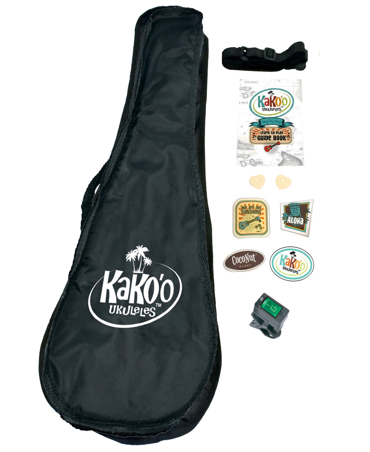 Kako'o Music Sunburst Wooden Ukulele Set In Multi