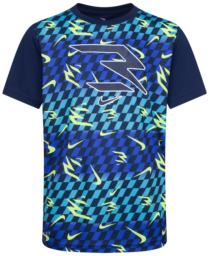 Nike 3BRAND by Russell Wilson Big Boys Dri-FIT Gradient Check T-shirt ...