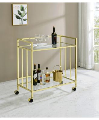 Cara 34.5" 2-Tier Rectangular Glass Serving Cart
