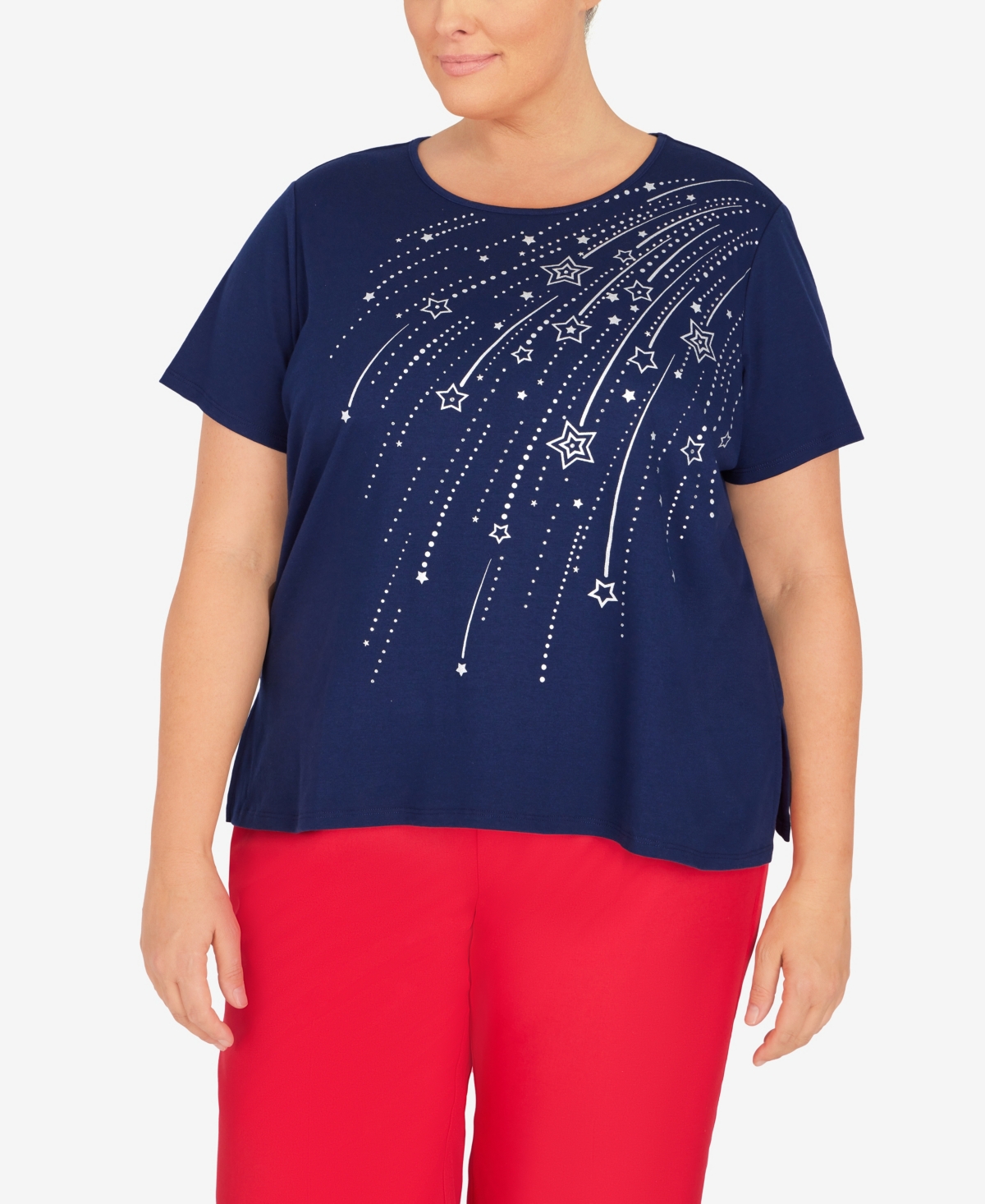 Alfred Dunner Plus Size Shooting Stars Short Sleeves T-shirt