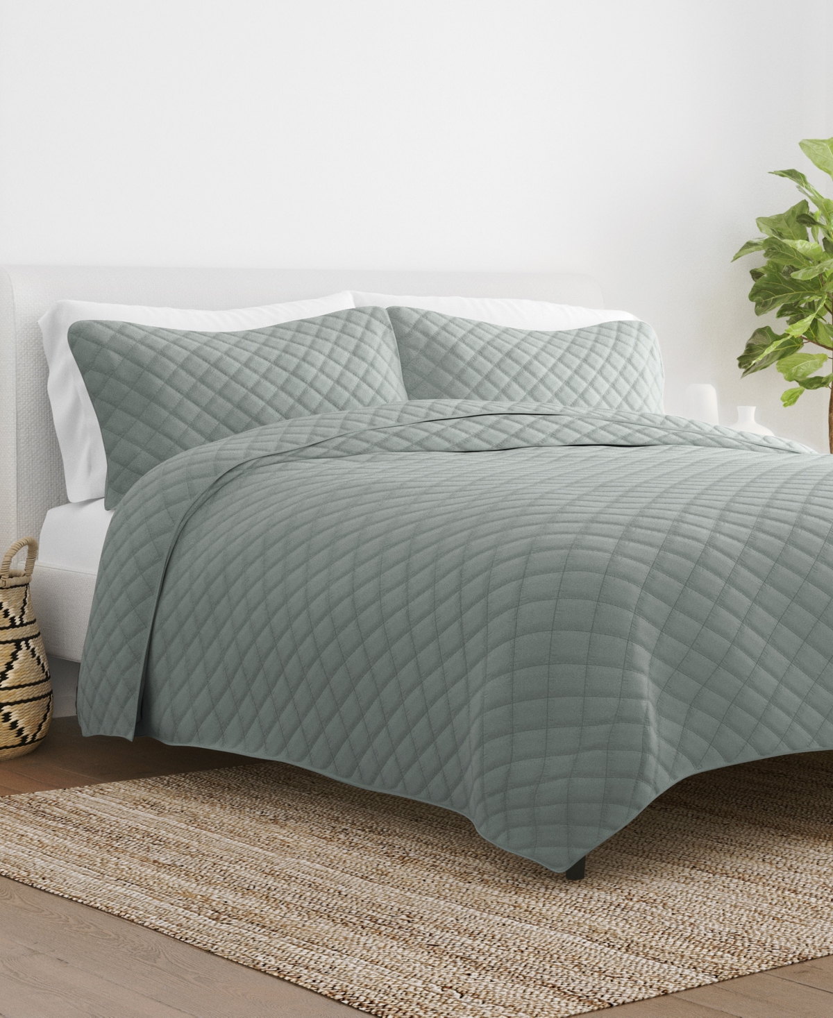 Ienjoy Home Diamond Stitch 3-pc. Quilt Set, Full/queen In Eucalyptus