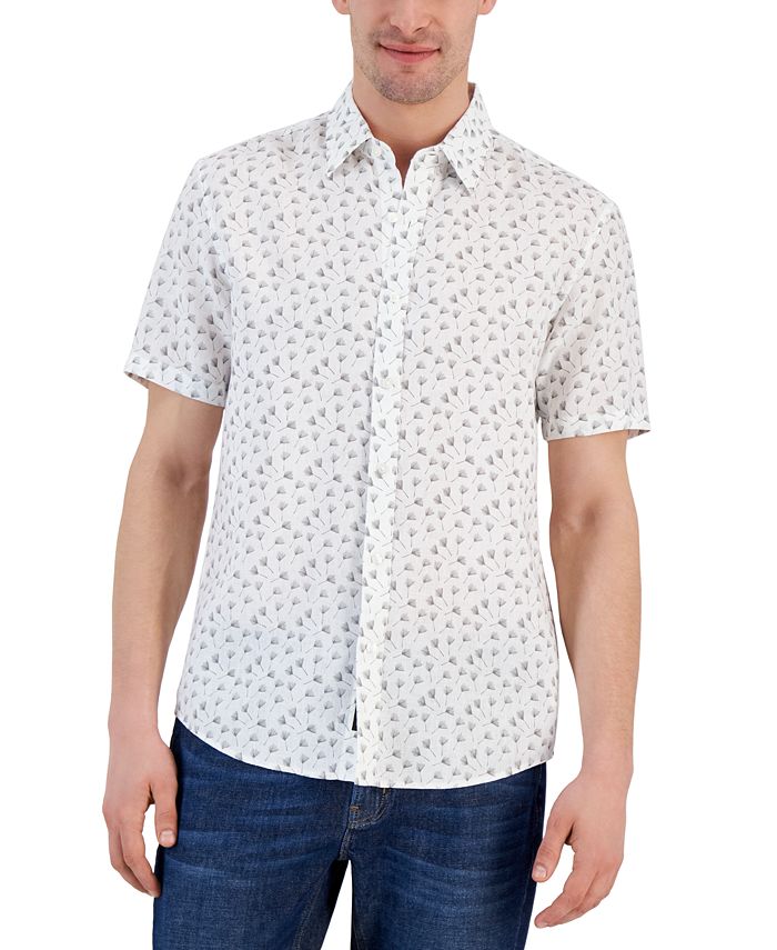 Michael Kors Men's Slim-Fit Printed Short Sleeve Shirt & Reviews ...