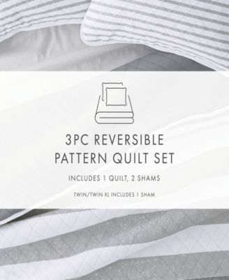 Summer Stripes Reversible 3-Pc. Lightweight Quilt Set, King/California King