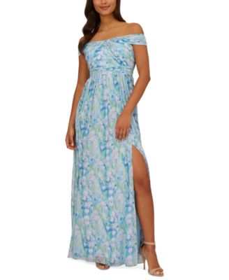 Adrianna Papell Women's Off-The-Shoulder Chiffon Gown Macy's