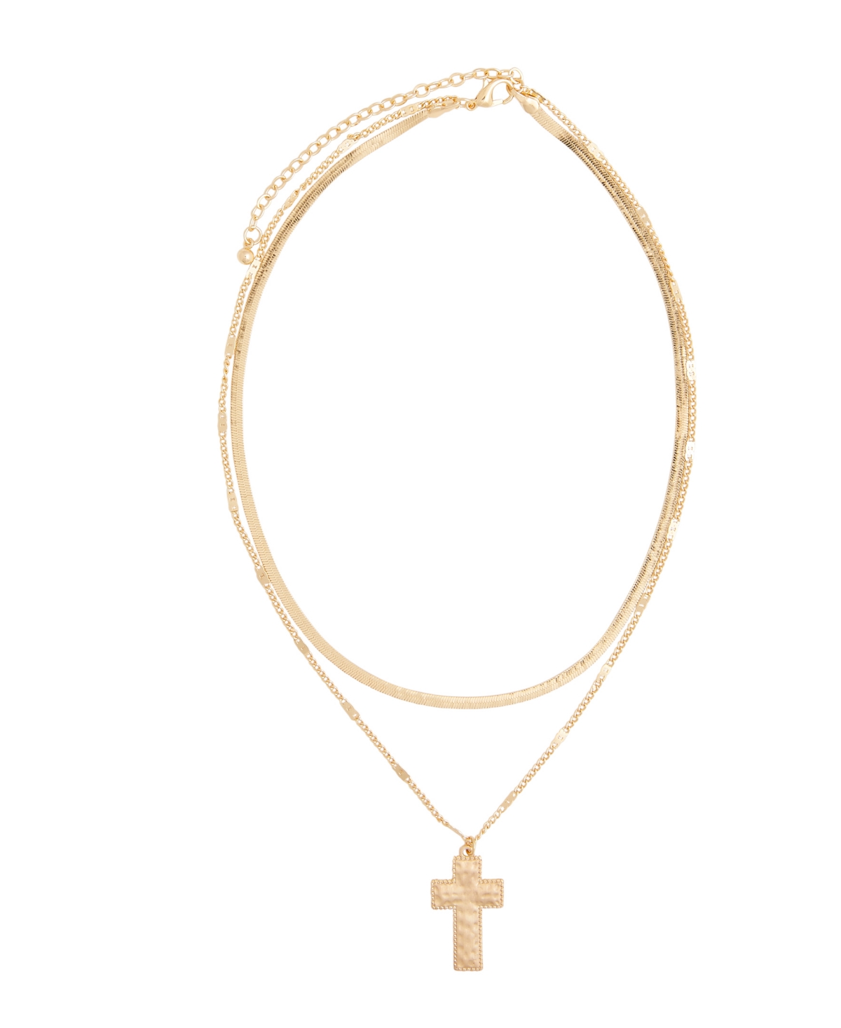 Dreamstate Herringbone Gold-Tone Layered Cross Necklace