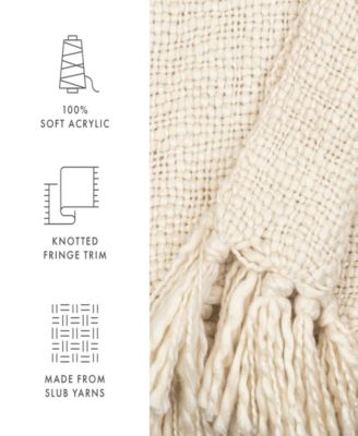 Slub-Yarn Lightweight Fringed Throw, 60" x 50"