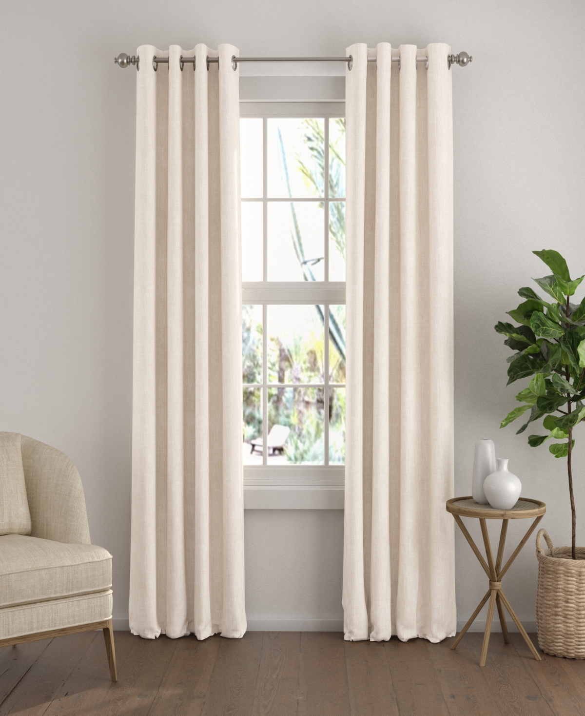 Ienjoy Home Home Collection 2 Panel 100% Total Blackout 2 Piece Grommet Curtains Set, 50" X 84" In Ivory