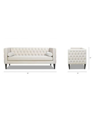 Diane 84" Upholstered Bench Seat Tufted Tuxedo Sofa with Bolster Pillows