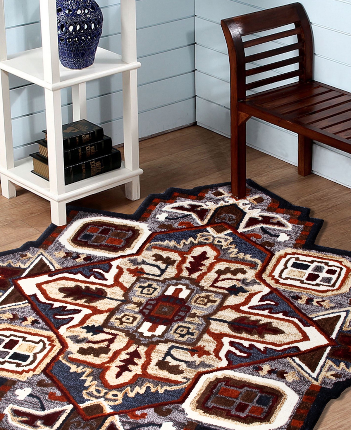 Lr Home Closeout! Super SHAPE5092A Novelty Star Area Rug - Blue