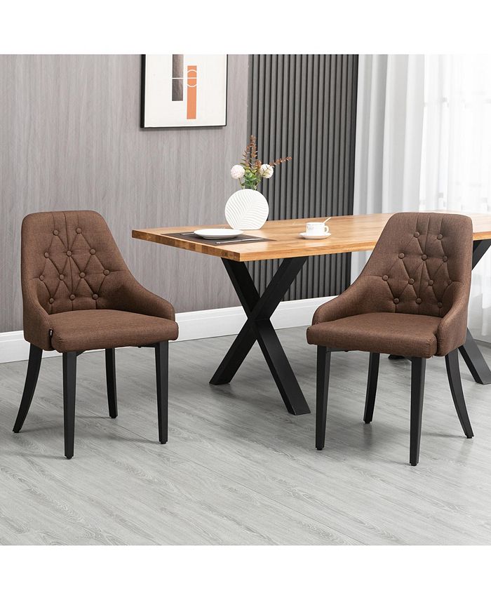 Modern Dining Chairs Set of 2, Button Tufted High Back Side