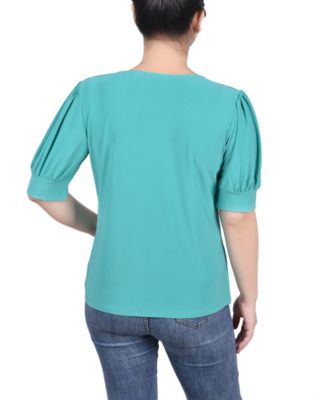 Petite Short Sleeve Balloon Sleeve Top